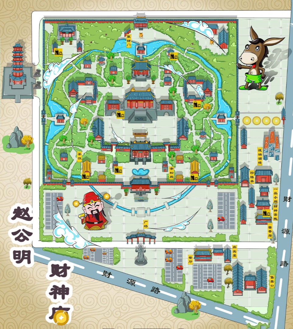 宁城寺庙类手绘地图